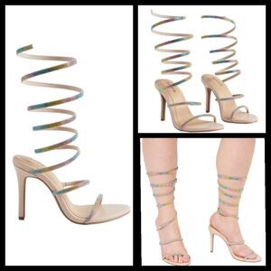 6.5W Wide Width Rainbow Rhinestone Heel 4" Spiral Lace Up Embellish Torrid Spark